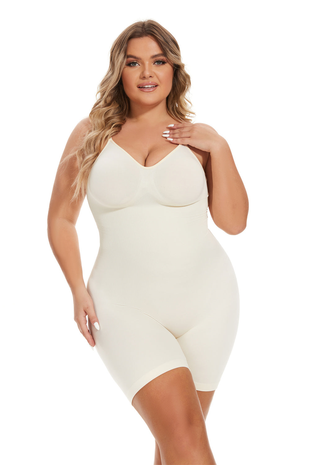 HONEY® Simple Waist Fitted Belly Contracting And Hip Lifting Exposed Back Beauty Back Boxer Jumpsuit