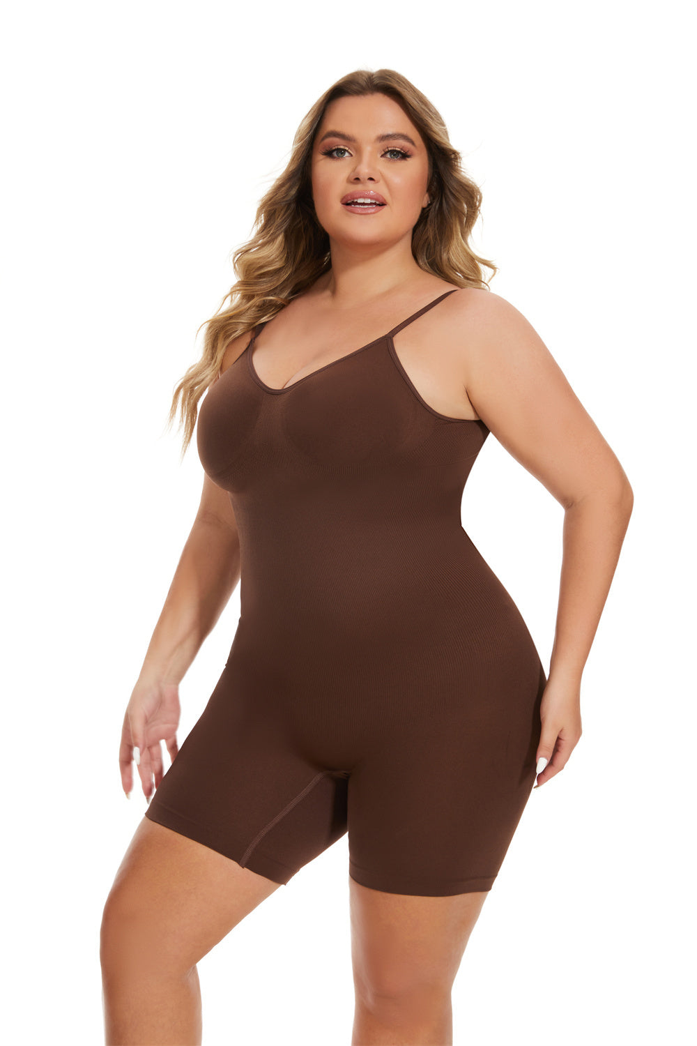 HONEY® Simple Waist Fitted Belly Contracting And Hip Lifting Exposed Back Beauty Back Boxer Jumpsuit