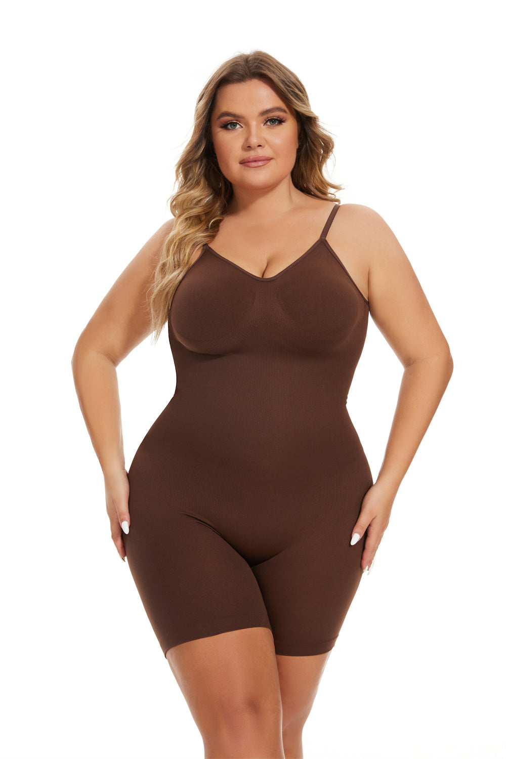 HONEY® Simple Waist Fitted Belly Contracting And Hip Lifting Exposed Back Beauty Back Boxer Jumpsuit