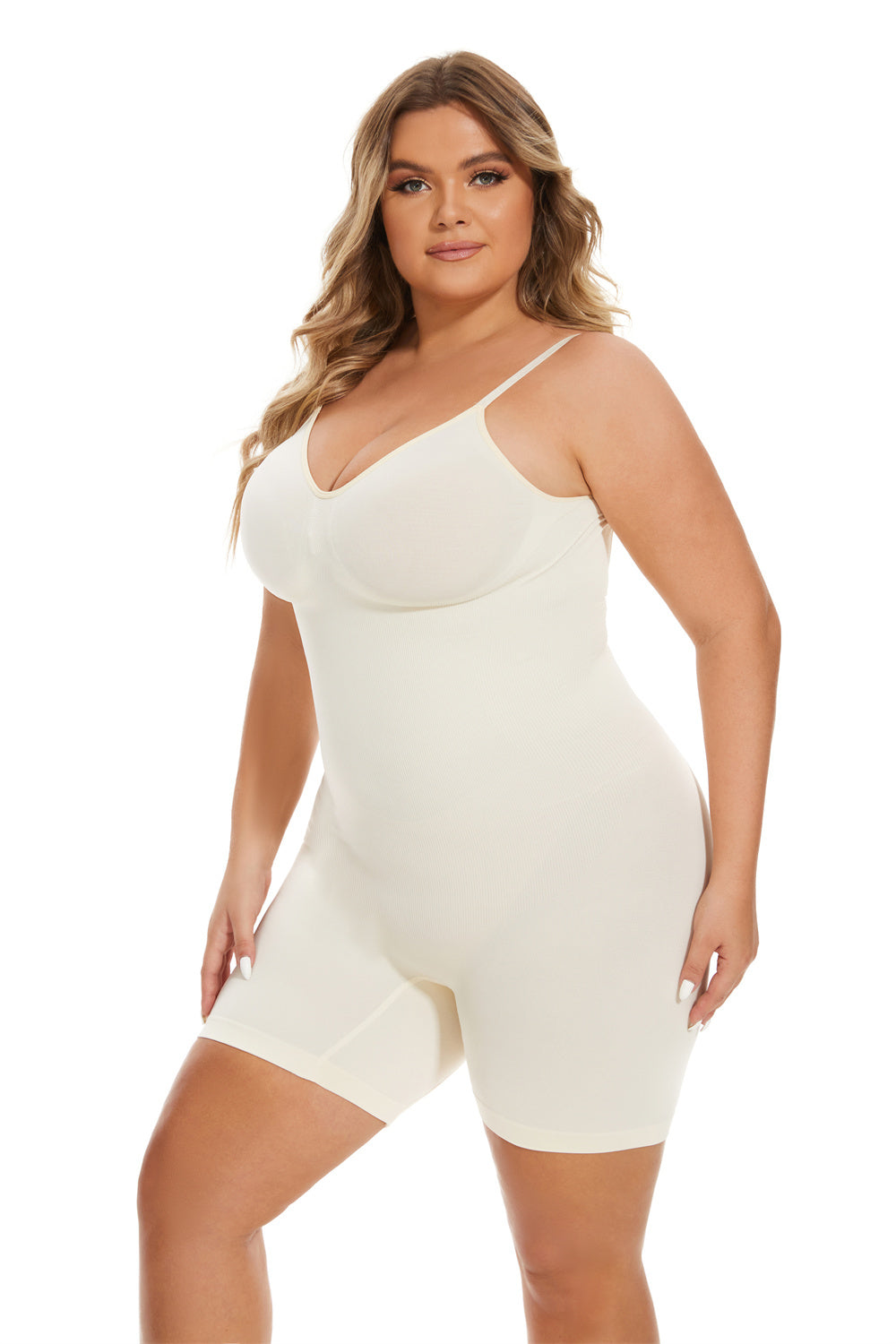 HONEY® Simple Waist Fitted Belly Contracting And Hip Lifting Exposed Back Beauty Back Boxer Jumpsuit
