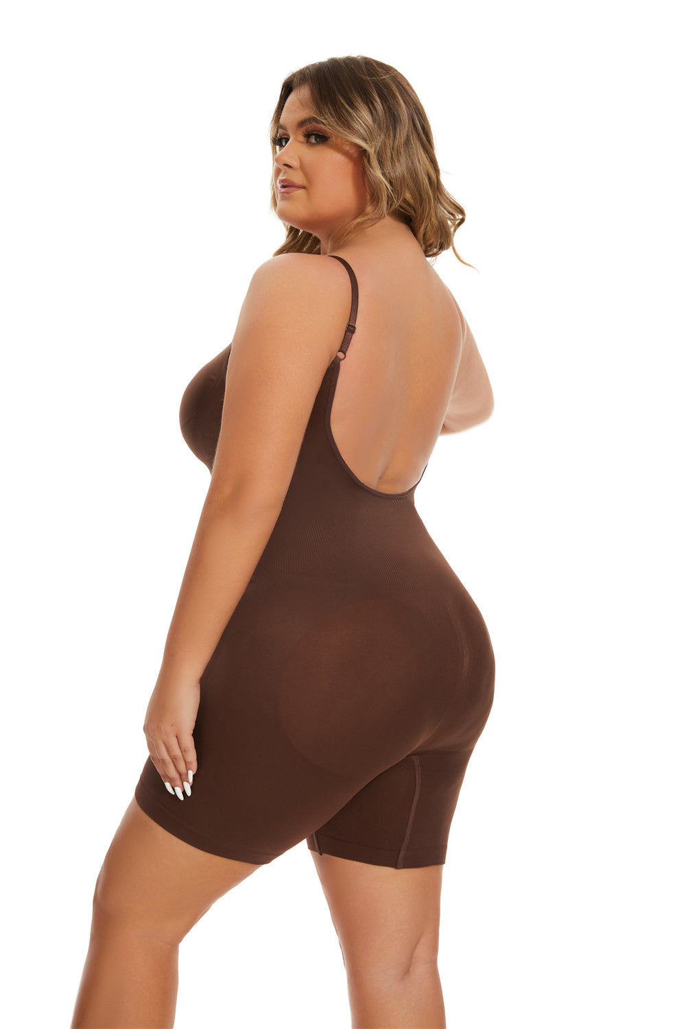 HONEY® Simple Waist Fitted Belly Contracting And Hip Lifting Exposed Back Beauty Back Boxer Jumpsuit