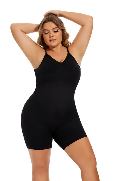 HONEY®  Simple Waist Fitted Belly Contracting And Hip Lifting Exposed Back Beauty Back Boxer Jumpsuit