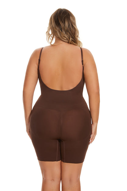 HONEY®  Simple Waist Fitted Belly Contracting And Hip Lifting Exposed Back Beauty Back Boxer Jumpsuit